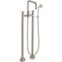 California Faucets Hermosa Floor Mounted Tub Filler with Built-In Diverter - Includes Hand Shower Satin Nickel