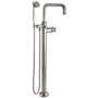 California Faucets Hermosa Floor Mounted Tub Filler with Built-In Diverter - Includes Hand Shower Satin Nickel