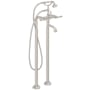 California Faucets Bolsa Floor Mounted Tub Filler with Built-In Diverter - Includes Hand Shower Satin Nickel