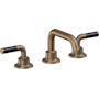 California Faucets Descanso 1.2 GPM Widespread Bathroom Faucet with Pop-Up Drain Assembly and Carbon Fiber Lever Handles Antique Brass Flat