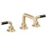 California Faucets Descanso 1.2 GPM Widespread Bathroom Faucet with Pop-Up Drain Assembly and Carbon Fiber Lever Handles Satin Brass