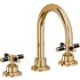 California Faucets Descanso 1.2 GPM Widespread Bathroom Faucet with Pop-Up Drain Assembly and Cross Handles French Gold