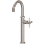 California Faucets Descanso 1.2 GPM Single Hole Bathroom / Bar / Prep Faucet with High Spout and Cross Handle Satin Nickel