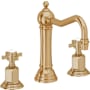 California Faucets Montecito 1.2 GPM Widespread Bathroom Faucet with 1-1/4" ZeroDrain and Cross Handles Burnished Brass Uncoated