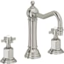 California Faucets Montecito 1.2 GPM Widespread Bathroom Faucet with 1-1/4" Completely Finished ZeroDrain and Cross Handles Polished Nickel