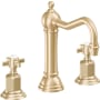 California Faucets Montecito 1.2 GPM Widespread Bathroom Faucet with 1-1/4" Completely Finished ZeroDrain and Cross Handles Satin Brass