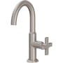 California Faucets Rincon Bay 1.2 GPM Single Hole Bathroom / Bar / Prep Faucet with Low Spout and Cross Handle Satin Nickel