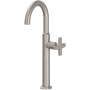 California Faucets Rincon Bay 1.2 GPM Single Hole Bathroom / Bar / Prep Faucet with High Spout and Cross Handle Satin Nickel