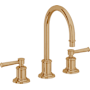 California Faucets Miramar 1.2 GPM Widespread Bathroom Faucet with 2-1/4" Completely Finished ZeroDrain Assembly Burnished Brass