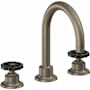 California Faucets Descanso Works 1.2 GPM Widespread Bathroom Faucet with Pop-Up Drain Assembly and Wheel Handles Antique Nickel Flat
