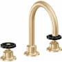 California Faucets Descanso Works 1.2 GPM Widespread Bathroom Faucet with Pop-Up Drain Assembly and Wheel Handles Satin Brass