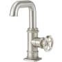 California Faucets Steampunk Bay 1.2 GPM Single Hole Bathroom / Bar / Prep Faucet with Two Bend Spout and Wheel Handle Satin Nickel
