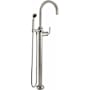 California Faucets Steampunk Bay Floor Mounted Tub Filler with Built-In Diverter - Includes Hand Shower Satin Nickel