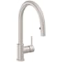 California Faucets Descanso 1.8 GPM Single Hole Pull Down Kitchen Faucet with Concealed Button Spray Head and Stick Lever Handle Satin Nickel