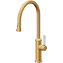 California Faucets Davoli 1.8 GPM Single Handle Single Hole Pull-Down Spray Kitchen Faucet With High Arc Spout Lifetime Satin Gold