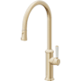 California Faucets Davoli 1.8 GPM Single Handle Single Hole Pull-Down Spray Kitchen Faucet With High Arc Spout Satin Brass