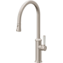 California Faucets Davoli 1.8 GPM Single Handle Single Hole Pull-Down Spray Kitchen Faucet With High Arc Spout Satin Nickel
