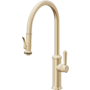 California Faucets Davoli 1.8 GPM Single Hole Pre-Rinse Pull Down Kitchen Faucet - Includes Escutcheon Satin Brass