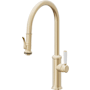 California Faucets Davoli 1.8 GPM Single Hole Pre-Rinse Pull Down Kitchen Faucet - Includes Escutcheon Satin Brass