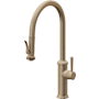 California Faucets Davoli 1.8 GPM Single Hole Pre-Rinse Pull Down Kitchen Faucet - Includes Escutcheon Antique Brass Flat
