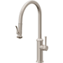 California Faucets Davoli 1.8 GPM Single Hole Pre-Rinse Pull Down Kitchen Faucet - Includes Escutcheon Satin Nickel