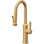 California Faucets Davoli 1.8 GPM Single Hole Pre-Rinse Pull Down Kitchen Faucet - Includes Escutcheon Lifetime Satin Gold