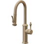 California Faucets Davoli 1.8 GPM Single Hole Pre-Rinse Pull Down Kitchen Faucet - Includes Escutcheon Antique Brass Flat