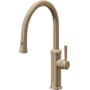 California Faucets Davoli 1.8 GPM Single Hole Pull Down Kitchen Faucet with 48 Series Handle and Low Arc Spout Antique Brass Flat