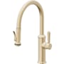 California Faucets Davoli 1.8 GPM Single Hole Pre-Rinse Pull Down Kitchen Faucet - Includes Escutcheon Satin Brass