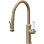 California Faucets Davoli 1.8 GPM Single Hole Pre-Rinse Pull Down Kitchen Faucet - Includes Escutcheon Antique Brass Flat