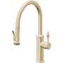 California Faucets Davoli 1.8 GPM Single Hole Pre-Rinse Pull Down Kitchen Faucet - Includes Escutcheon Satin Brass