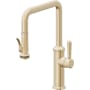 California Faucets Davoli 1.8 GPM Single Hole Pre-Rinse Pull Down Kitchen Faucet - Includes Escutcheon Satin Brass