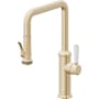 California Faucets Davoli 1.8 GPM Single Hole Pre-Rinse Pull Down Kitchen Faucet - Includes Escutcheon Satin Brass
