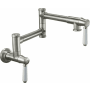 California Faucets Davoli 4 GPM Wall Mounted Single Hole Pot Filler with Cardiff Series Lever Handles Satin Nickel