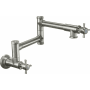 California Faucets Davoli 4 GPM Wall Mounted Single Hole Pot Filler with Cardiff Series Cross Handles Satin Nickel