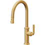 California Faucets Descanso 1.8 GPM Single Hole Pull Down High Spout Kitchen Faucet with Lever Handle With High Arc Spout Lifetime Satin Gold