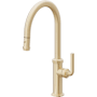 California Faucets Descanso 1.8 GPM Single Hole Pull Down High Spout Kitchen Faucet with Lever Handle With High Arc Spout Satin Brass