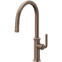California Faucets Descanso 1.8 GPM Single Hole Pull Down High Spout Kitchen Faucet with Lever Handle With High Arc Spout Satin Bronze