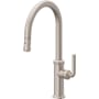California Faucets Descanso 1.8 GPM Single Hole Pull Down High Spout Kitchen Faucet with Lever Handle With High Arc Spout Satin Nickel
