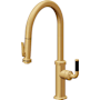 California Faucets Descanso Kitchen 1.8 GPM Single Hole Pre-Rinse Pull Down Kitchen Faucet - Includes Escutcheon Lifetime Satin Gold