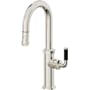 California Faucets Descanso 1.8 GPM Single Hole Pull Down Bar Faucet with Carbon Fiber Lever Handles Polished Nickel