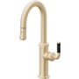 California Faucets Descanso 1.8 GPM Single Hole Pull Down Bar Faucet with Carbon Fiber Lever Handles Satin Brass
