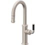 California Faucets Descanso 1.8 GPM Single Hole Pull Down Bar Faucet with Carbon Fiber Lever Handles Satin Nickel