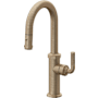 California Faucets Descanso 1.8 GPM Single Hole Pull Down Bar Faucet with Knurled Lever Handles Antique Brass Flat