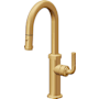 California Faucets Descanso 1.8 GPM Single Hole Pull Down Bar Faucet with Knurled Lever Handles Lifetime Satin Gold