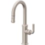 California Faucets Descanso 1.8 GPM Single Hole Pull Down Bar Faucet with Knurled Lever Handles Satin Nickel