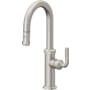 California Faucets Descanso 1.8 GPM Single Hole Pull Down Bar Faucet with Knurled Lever Handles Ultra Stainless Steel