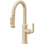 California Faucets Descanso Kitchen 1.8 GPM Single Hole Pre-Rinse Pull Down Kitchen Faucet - Includes Escutcheon Satin Brass