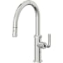 California Faucets Descanso 1.8 GPM Single Hole Pull Down Low Spout Kitchen Faucet with Knurled Lever Handle Polished Chrome