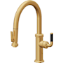 California Faucets Descanso Kitchen 1.8 GPM Single Hole Pre-Rinse Pull Down Kitchen Faucet - Includes Escutcheon Lifetime Satin Gold